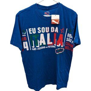 Puma Blue Eu Sou Da Italia "I'm from Italy" Soccer Football Futbol Tshirt Medium